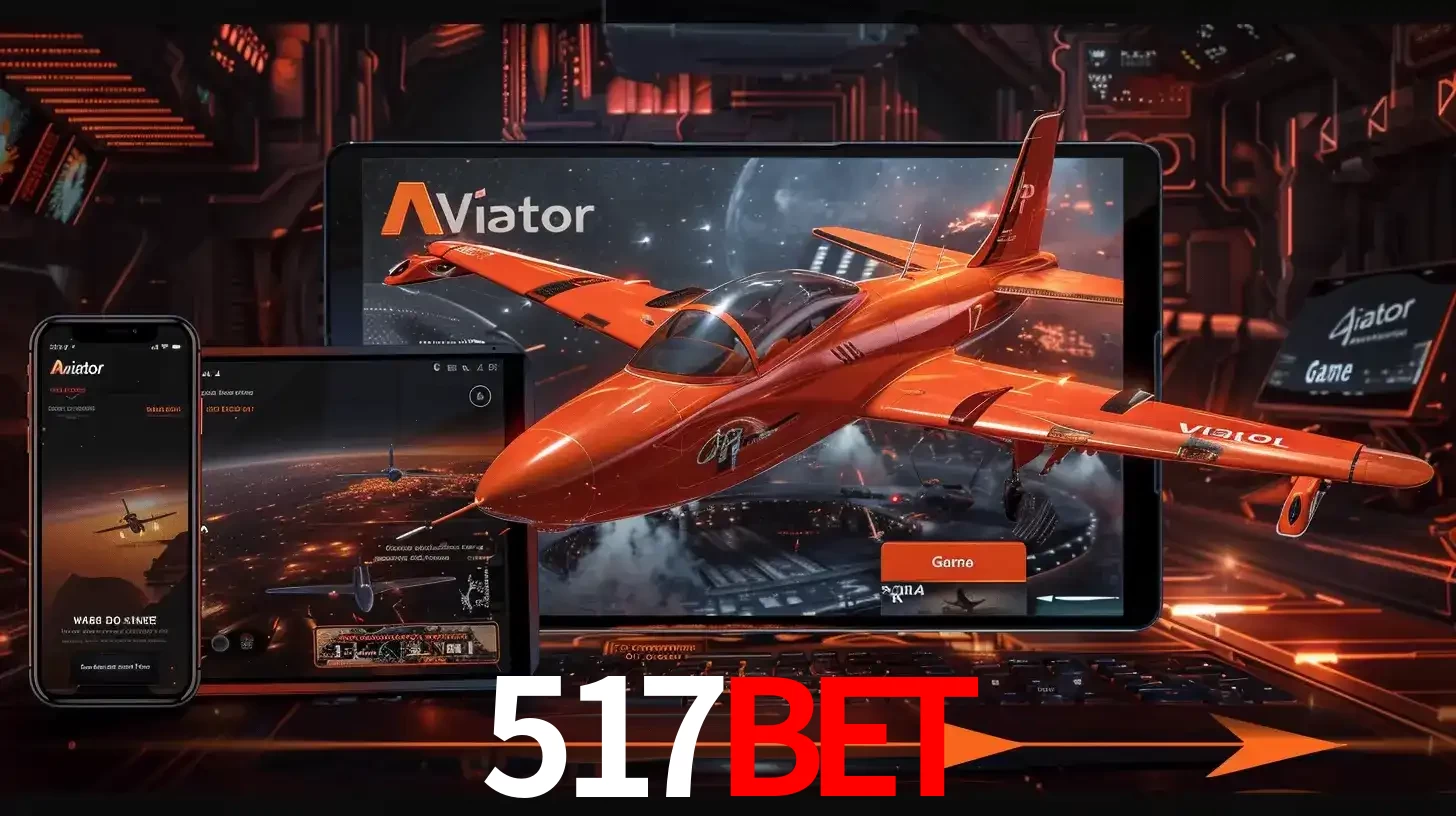 Apresentação tecnológica do jogo Aviator com um avião saindo da tela de um tablet, demonstrando a experiência imersiva em múltiplos dispositivos no 517bet.