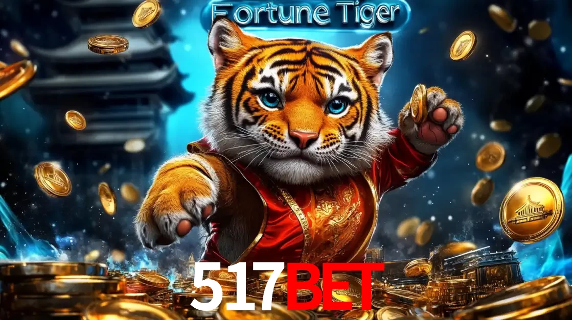 Imagem promocional do jogo de slot Fortune Tiger, com um tigre majestoso em traje tradicional cercado por uma fortuna em moedas de ouro, disponível agora no cassino 517bet.