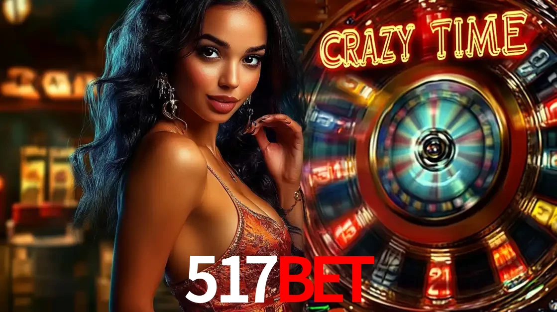 Mulher elegante ao lado da vibrante roda da fortuna do jogo de cassino ao vivo Crazy Time, um dos game shows mais populares e cheios de prêmios do 517bet.